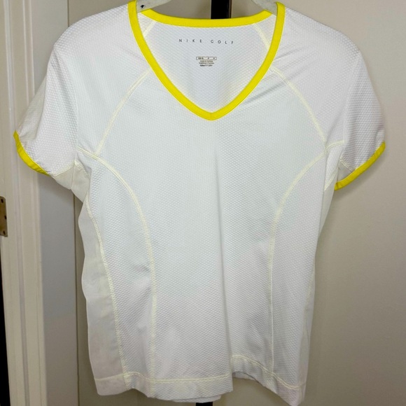Nike White and Yellow Short Sleeve Golf Tee - Picture 1 of 5